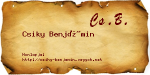 Csiky Benjámin névjegykártya