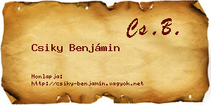 Csiky Benjámin névjegykártya